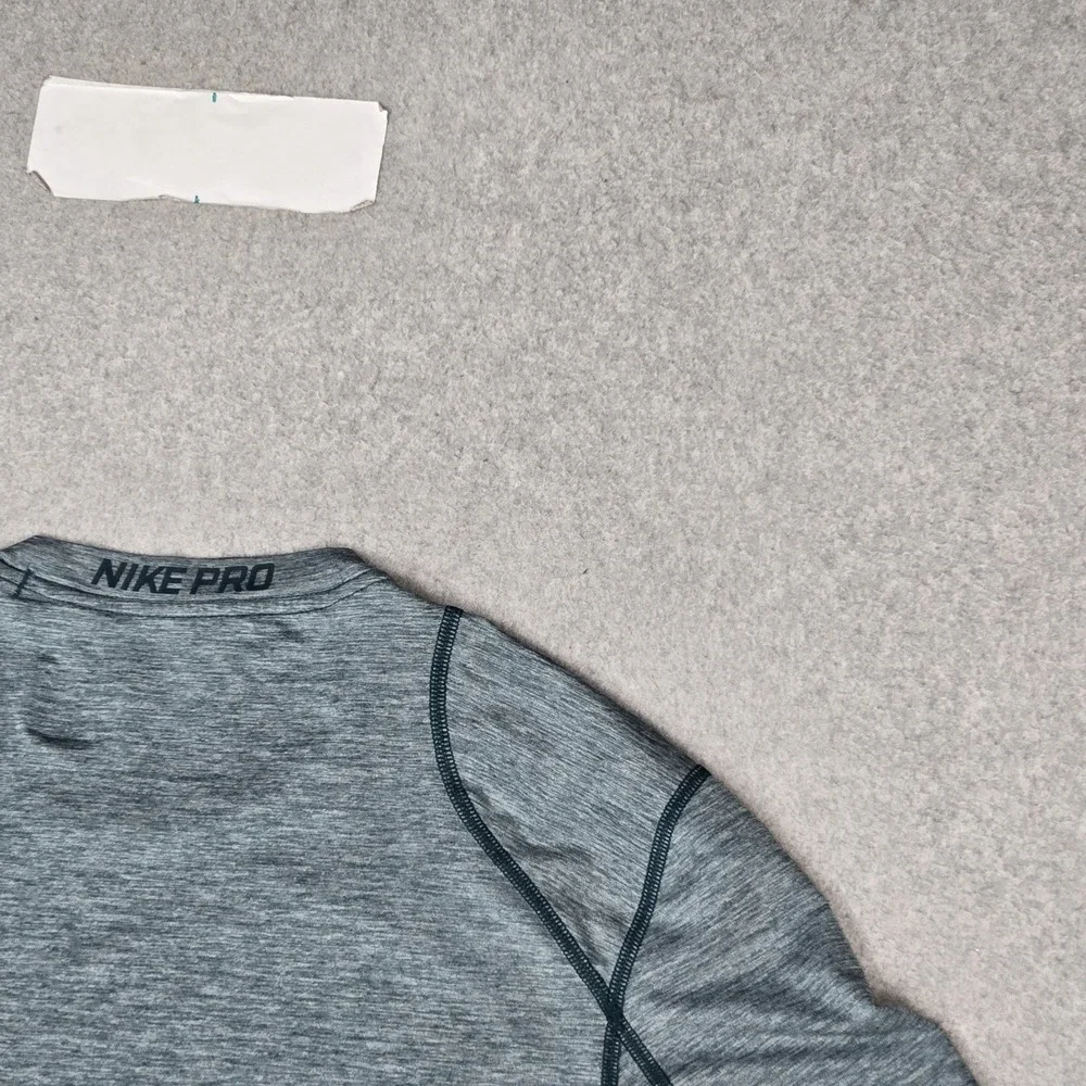 Nike Men Shirt M Gray Activewear Top Dri-Fit Nike Pro Fitted Logo Slim Stretch